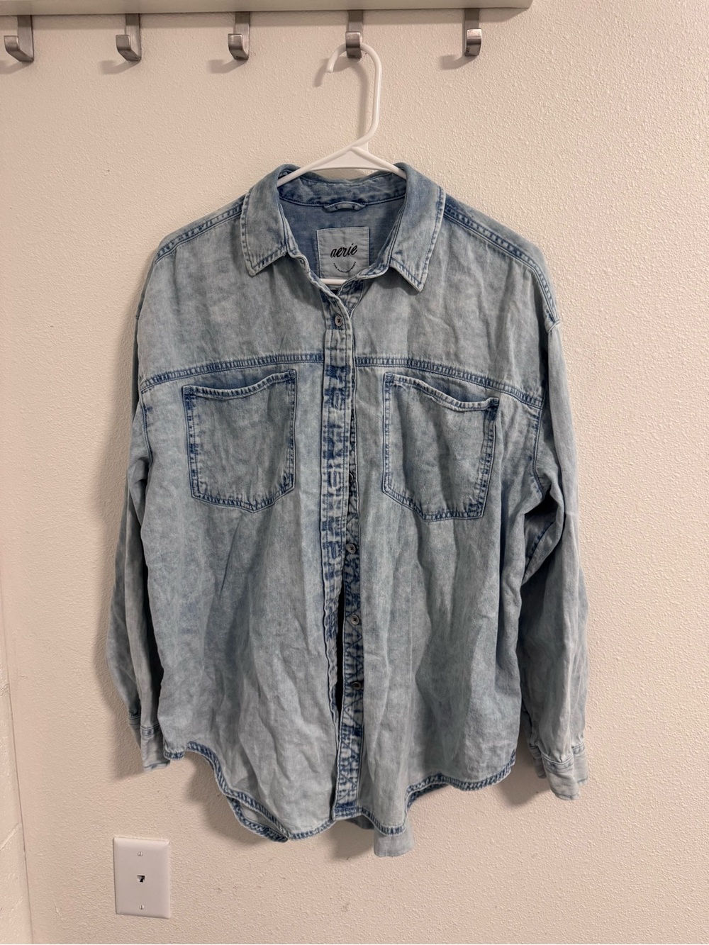 Aerie Washed Light Blue Denim Shirt